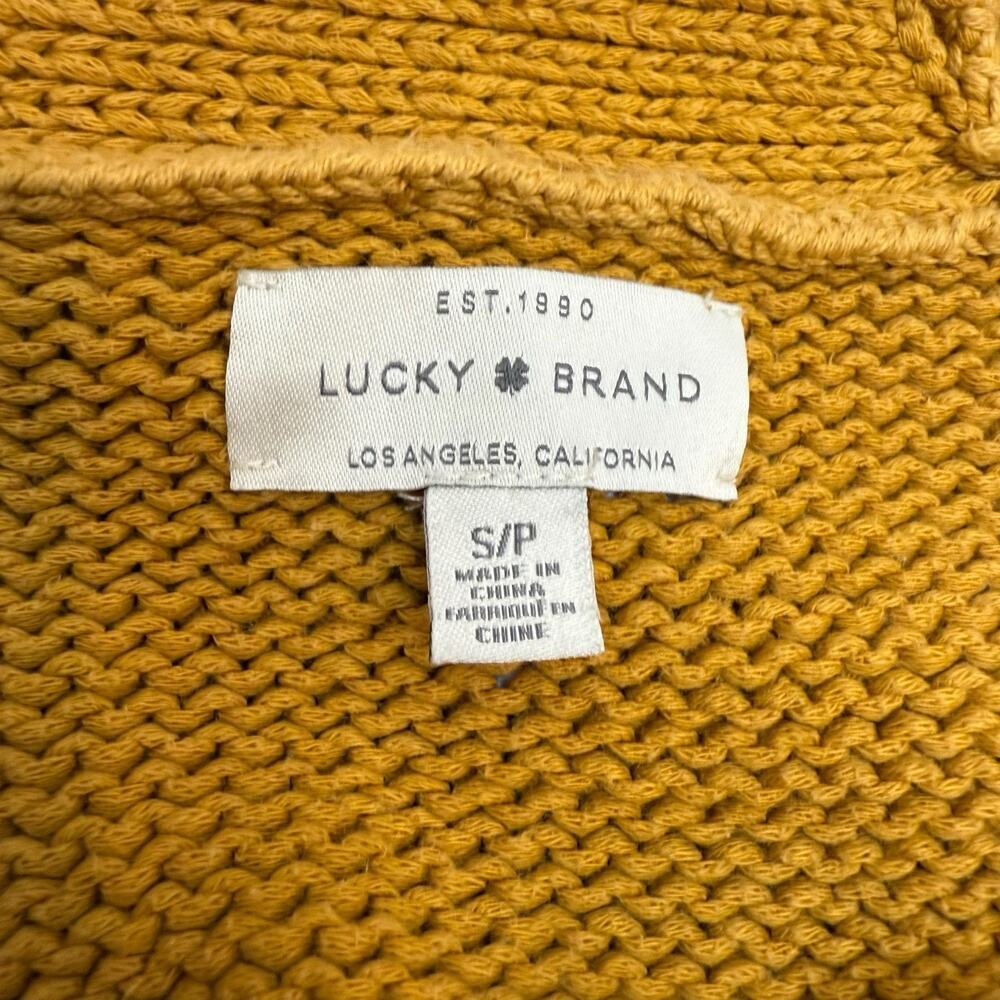 Lucky Brand Sweater Womens Small Gold Yellow Cardigan Open Front Long Sleeve - Picture 8 of 9